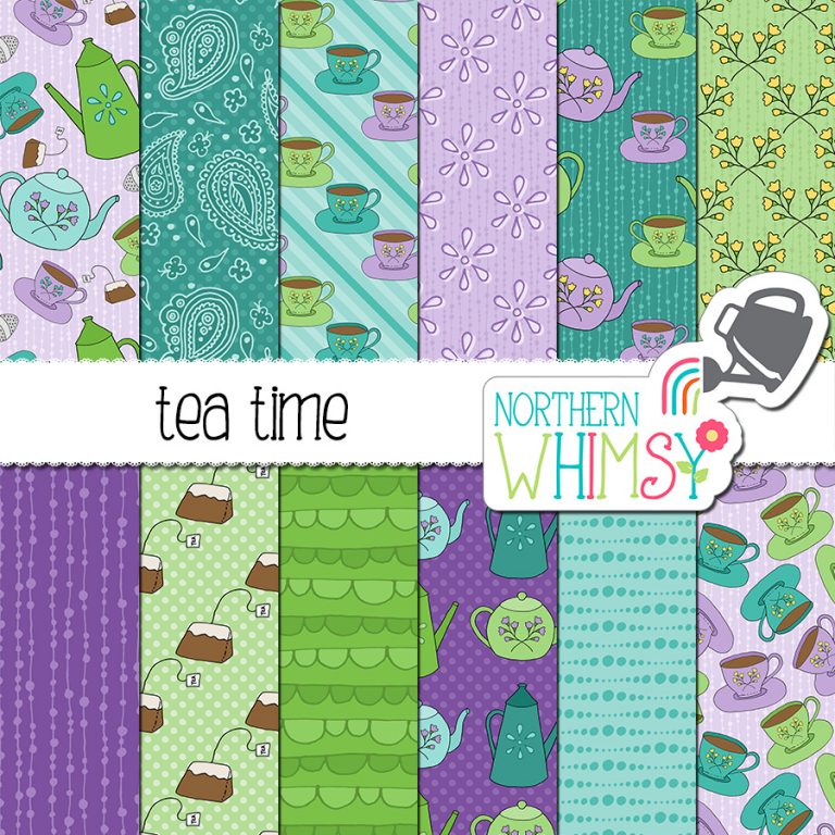 Tea Party Scrapbook Paper Northern Whimsy Design