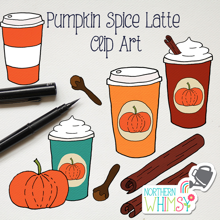 These twenty hand drawn pumpkin spice latte clipart illustrations come from...