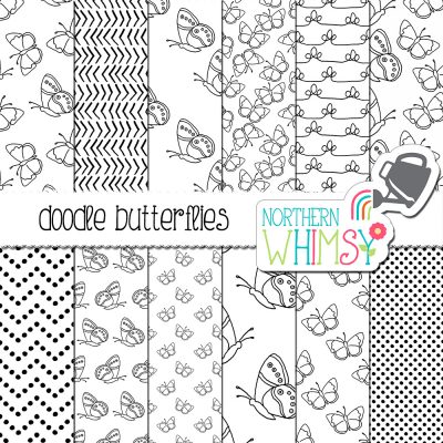 Black and White Butterfly Printable Paper – Northern Whimsy Design