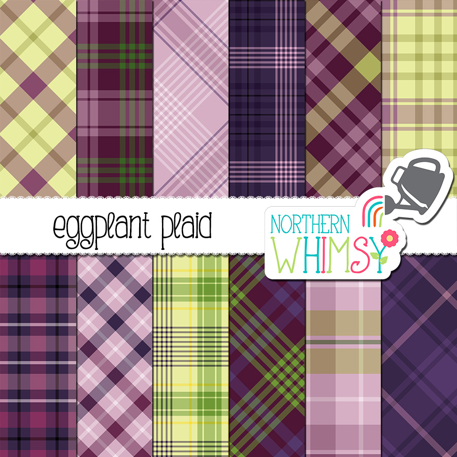 Purple and Green Plaid Digital Paper – Northern Whimsy Design