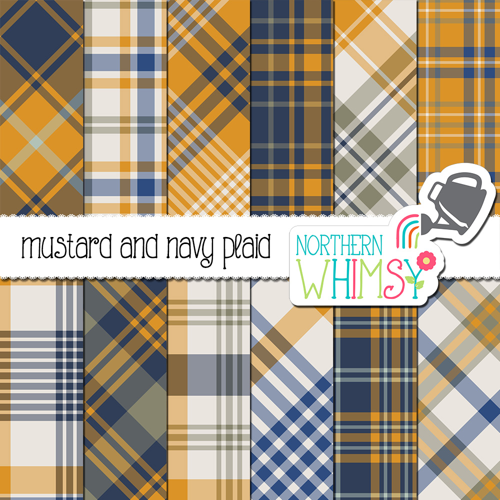 Mustard Yellow and Navy Blue Plaid Patterns – Northern Whimsy Design
