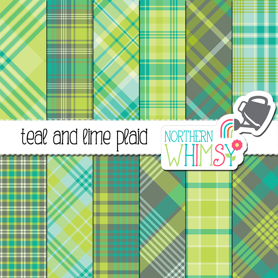 Teal and Lime Plaid Patterns – Northern Whimsy Design